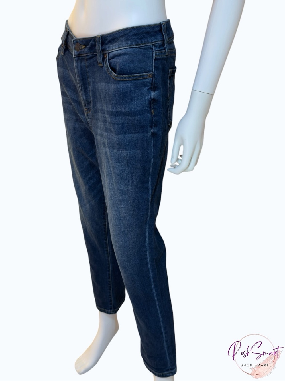 New York & Company High-Waist Boyfriend Capri Jeans Dark Wash | Size 6